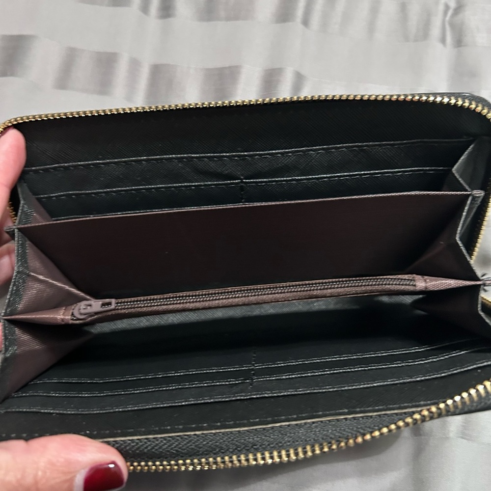 Black and Brown Zip Wallet
